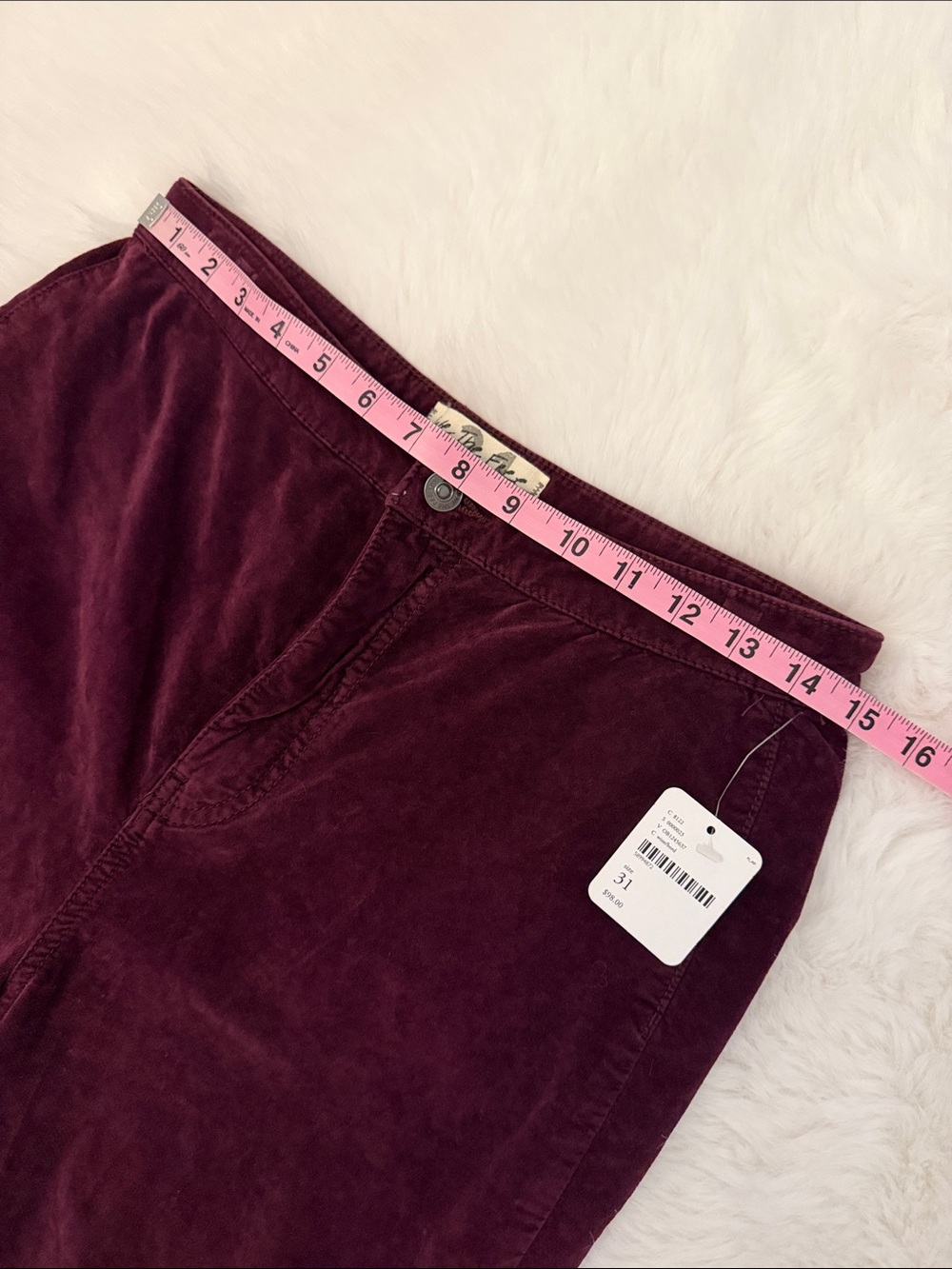 NWT Free People Just Float On Boho Wide Flare Leg Purple Velvet Pants - Picture 12 of 16